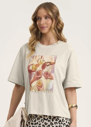 Rovitex - Camiseta Feminina em Meia Malha Bege - ROVITEX