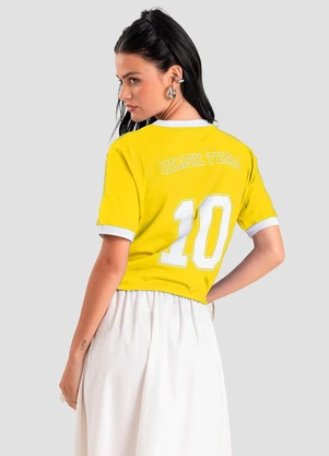 Dianna - Camiseta Feminina em Meia Malha Brasil Amarelo - DIANNA