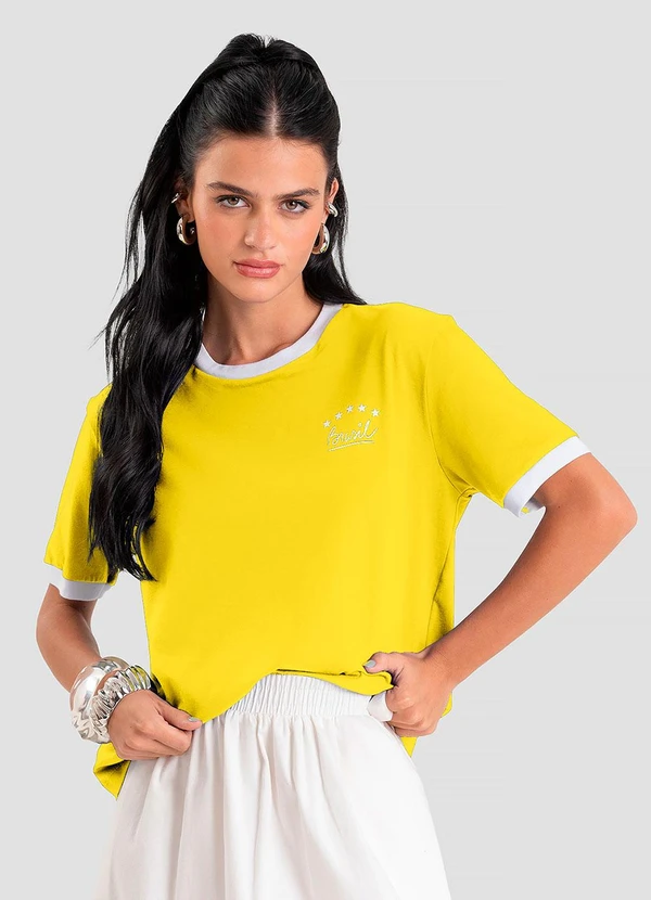 Dianna - Camiseta Feminina em Meia Malha Brasil Amarelo 1