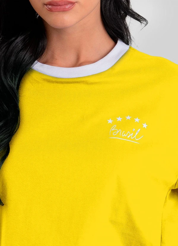 Dianna - Camiseta Feminina em Meia Malha Brasil Amarelo 4