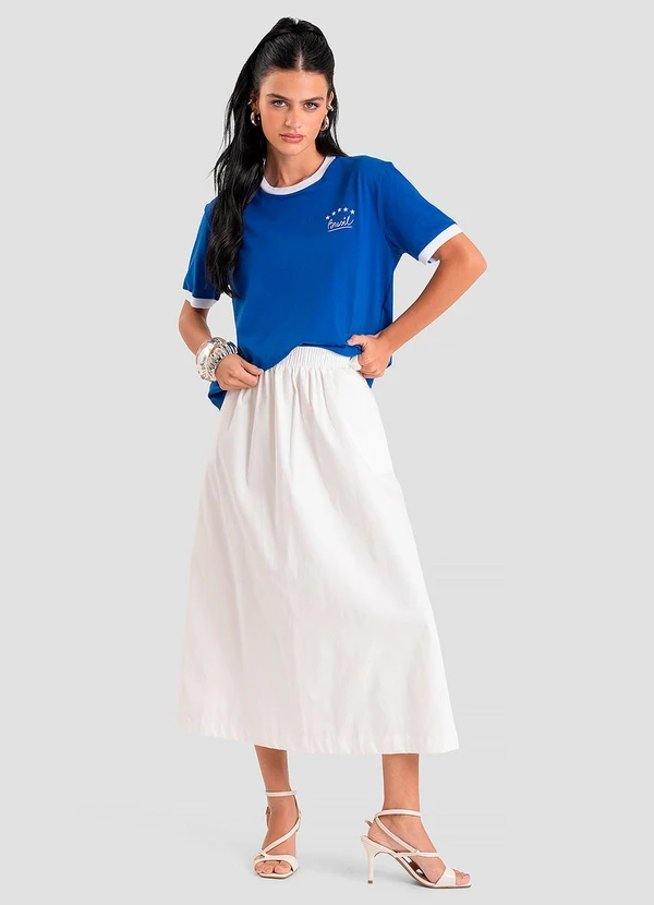 Dianna - Camiseta Feminina em Meia Malha Brasil Azul 3