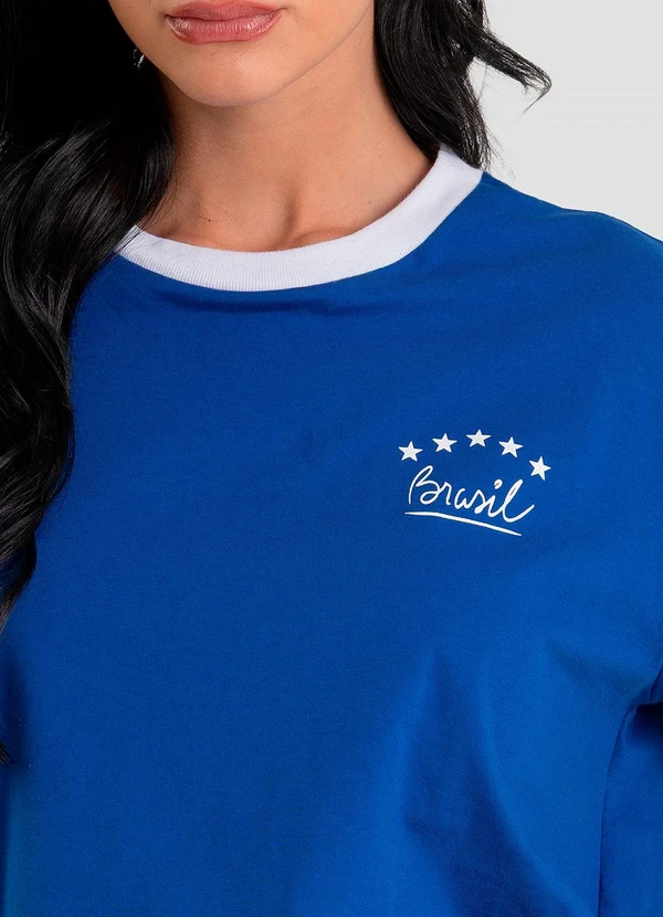 Dianna - Camiseta Feminina em Meia Malha Brasil Azul 4