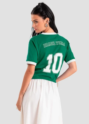 Dianna - Camiseta Feminina em Meia Malha Brasil Verde - DIANNA