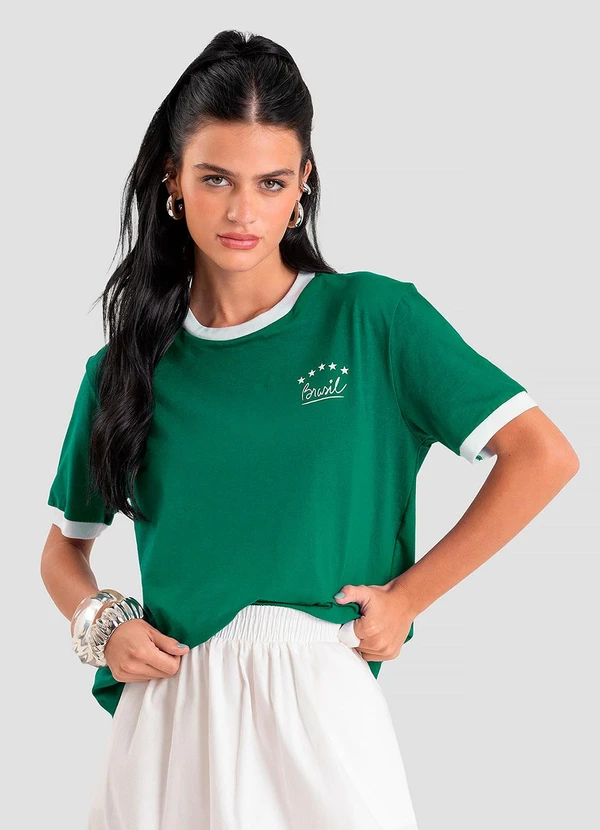 Dianna - Camiseta Feminina em Meia Malha Brasil Verde 1