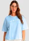 Dianna - Camiseta Feminina em Meia Malha com Estampa Bege - variação: Azul
