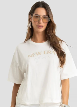 Dianna - Camiseta Feminina em Meia Malha com Estampa Bege - DIANNA