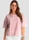 Dianna - Camiseta Feminina em Meia Malha com Estampa Bege - variação: Rosa