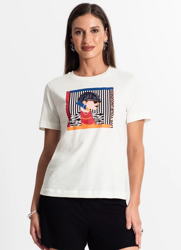 Rovitex - Camiseta Feminina em Meia Malha Bege