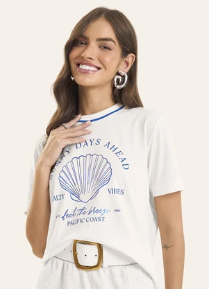 Rovitex - Camiseta Feminina Estampada Meia Malha Bege - ROVITEX