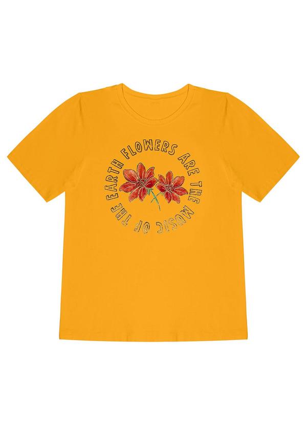 Rovitex - Camiseta Feminina Flowers Amarelo