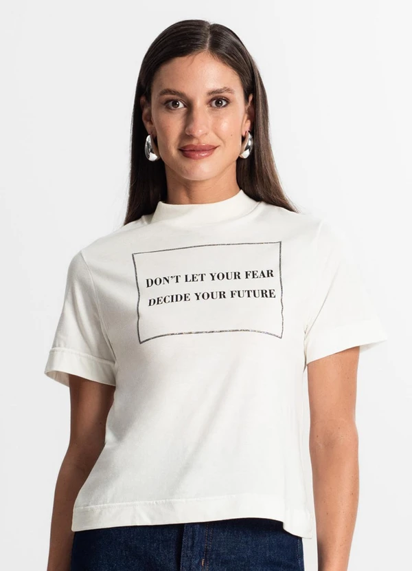 Rovitex - Camiseta Feminina Gola Alta Bege