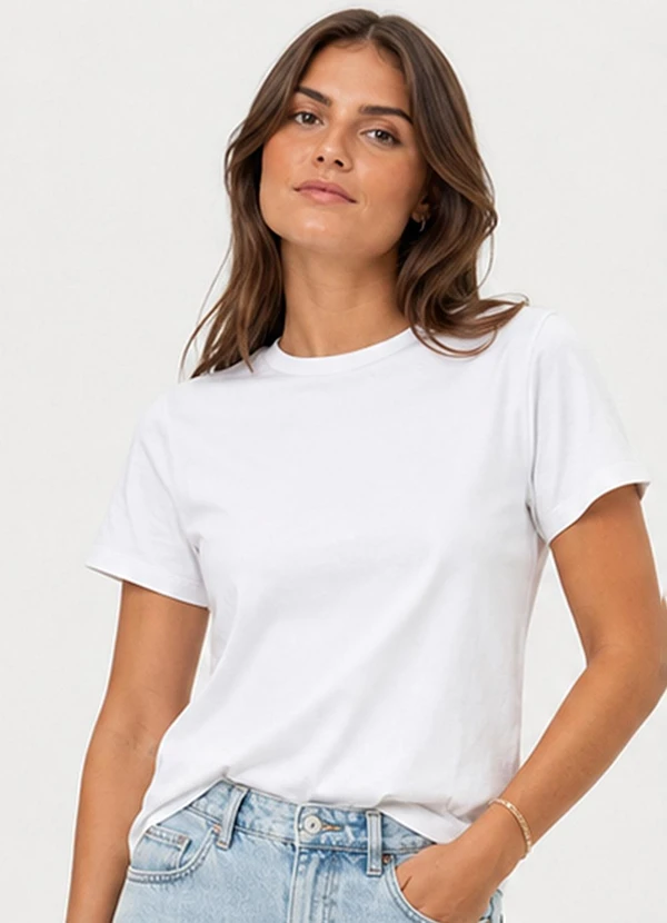 Infinita Cor - Camiseta Feminina Manga Curta Básica Branco