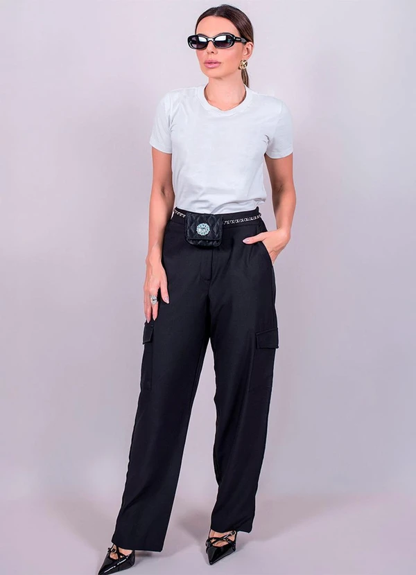 Hiatto Confecção - Camiseta Feminina Manga Curta Branca Cinza 2