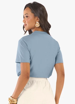 Rovitex - Camiseta Feminina Meia Malha com Estampa Azul - ROVITEX