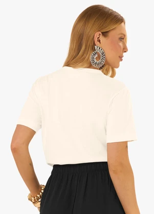 Rovitex - Camiseta Feminina Meia Malha com Estampa Bege - ROVITEX