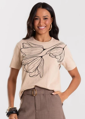 Rovitex - Camiseta Feminina Meia Malha com Estampa Marrom - ROVITEX