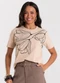 Rovitex - Camiseta Feminina Meia Malha com Estampa Marrom - variação: Marrom