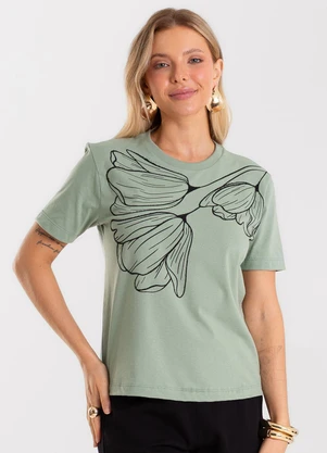 Rovitex - Camiseta Feminina Meia Malha com Estampa Verde - ROVITEX