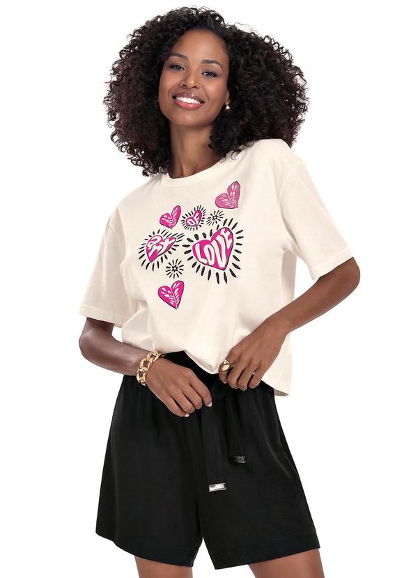 Rovitex - Camiseta Feminina T- Shirt Meia Malha Bege 2