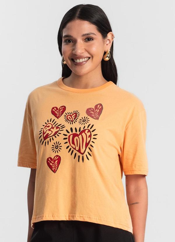 Rovitex - Camiseta Feminina T- Shirt Meia Malha Laranja