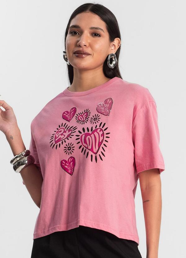 Rovitex - Camiseta Feminina T- Shirt Meia Malha Rosa