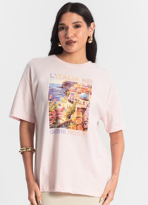 Rovitex - Camiseta Feminina T-Shirt Meia Malha Rosa