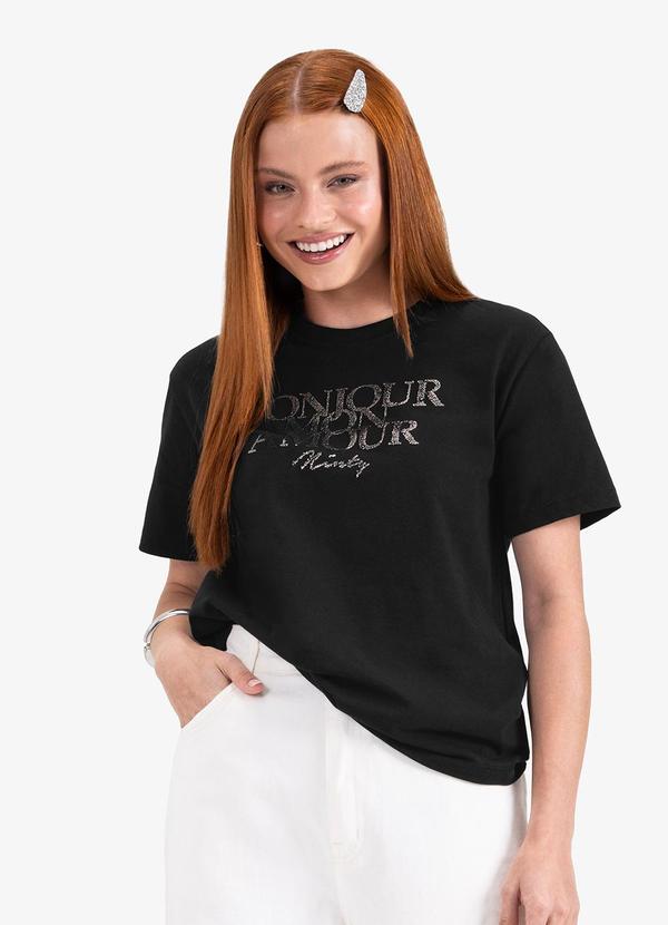 Minty - Camiseta Juvenil Feminina em Meia Malha Preto