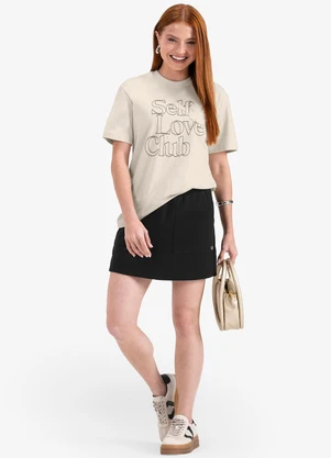 Minty - Camiseta Juvenil Manga Curta em Meia Malha Bege - MINTY