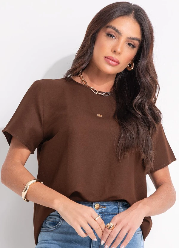 Colcci - Camiseta Linho Marrom