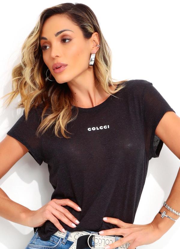 Colcci - Camiseta Linho Preto