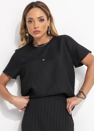 Colcci - Camiseta Linho Preto - COLCCI