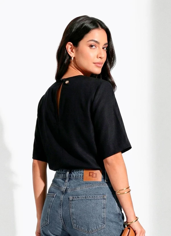 Colcci - Camiseta Linho Preto 2