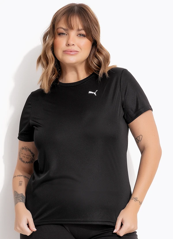 Puma - Camiseta M/C Ess Logo Poly Tee W Preto