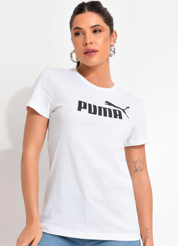 Puma - Camiseta M/C Ess Logo Tee W Branco