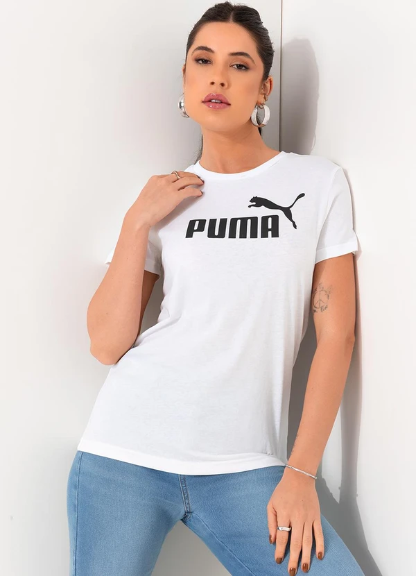 Puma - Camiseta M/C Ess Logo Tee W Branco 5