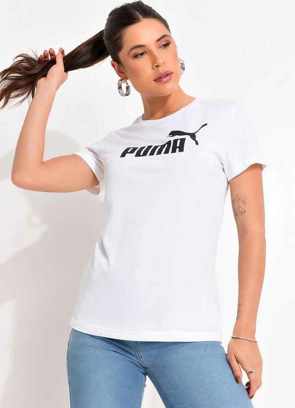 Puma - Camiseta M/C Ess Logo Tee W Branco 4