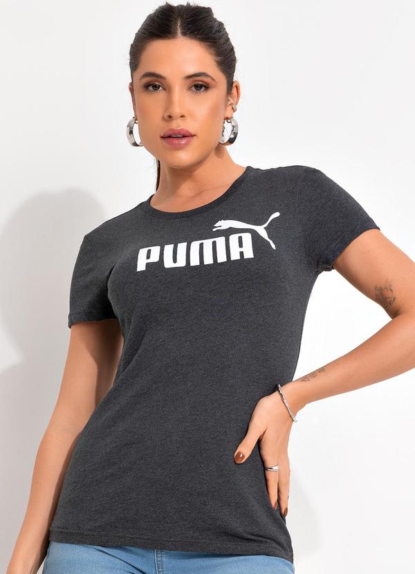 Puma - Camiseta M/C Ess Logo Tee W Cinza