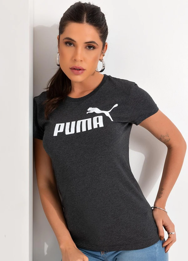 Puma - Camiseta M/C Ess Logo Tee W Cinza 3