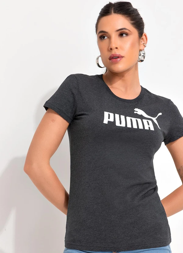 Puma - Camiseta M/C Ess Logo Tee W Cinza 4