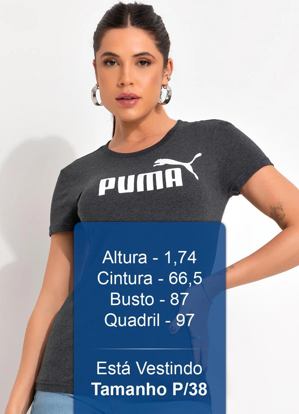 Puma - Camiseta M/C Ess Logo Tee W Cinza 5