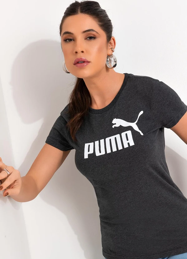 Puma - Camiseta M/C Ess Logo Tee W Cinza 6