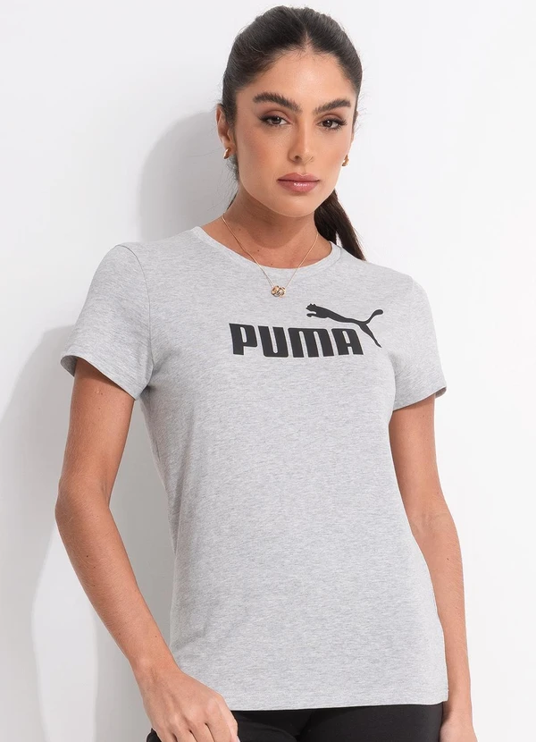 Puma - Camiseta M/C Ess Logo Tee W Cinza