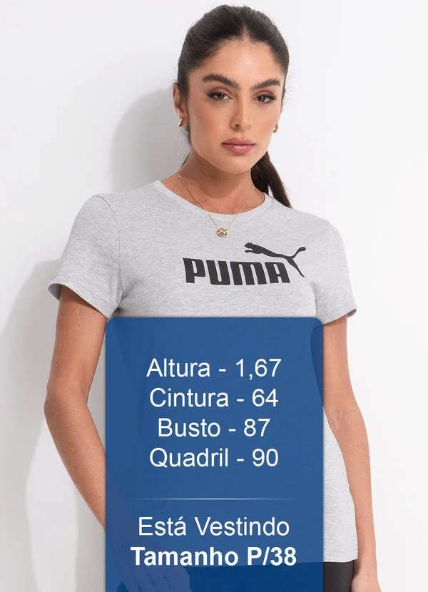 Puma - Camiseta M/C Ess Logo Tee W Cinza 5
