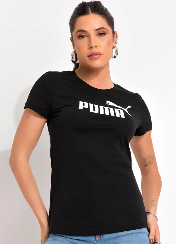 Puma - Camiseta M/C Ess Logo Tee W Preto