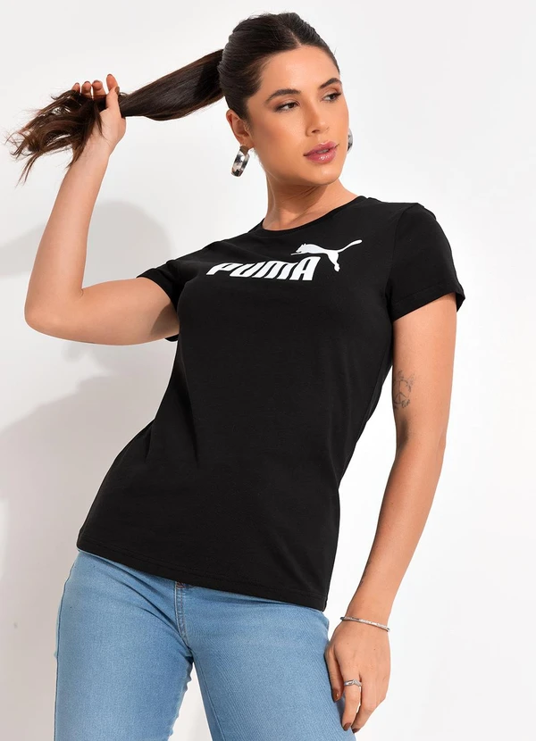 Puma - Camiseta M/C Ess Logo Tee W Preto 3