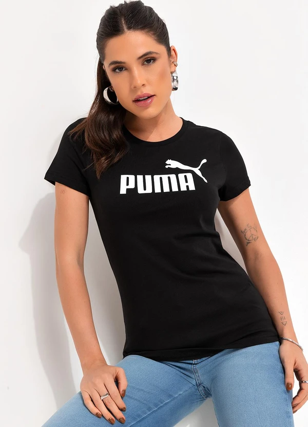 Puma - Camiseta M/C Ess Logo Tee W Preto 4