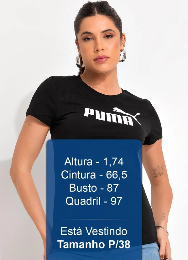 Puma - Camiseta M/C Ess Logo Tee W Preto 5