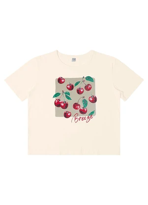 Rovitex - Camiseta Manga Curta Feminina Meia Malha Bege - ROVITEX