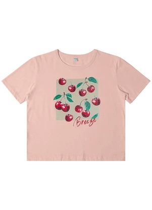 Rovitex - Camiseta Manga Curta Feminina Meia Malha Rosa - ROVITEX