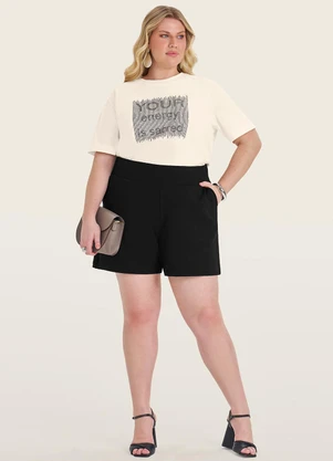 Secret Glam - Camiseta Manga Curta Plus Size Bege - SECRET GLAM